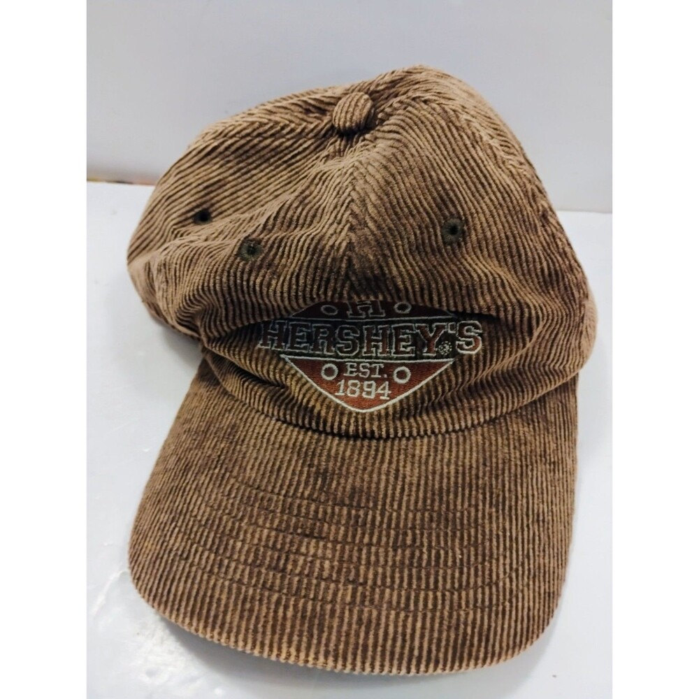 Vtg Hersheys Chocolate Est 1894 Corduroy Dad Hat Brown Promo Slouch Cap Patch